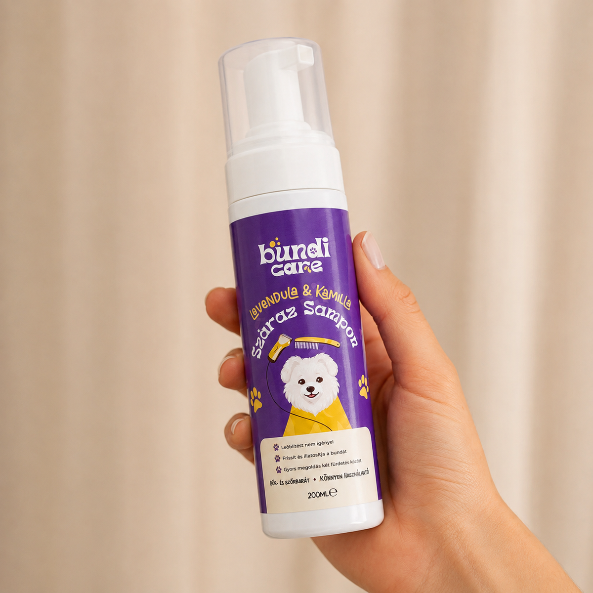 Levendula & Kamilla – Leöblítést nem igénylő kutyasampon (200 ml)