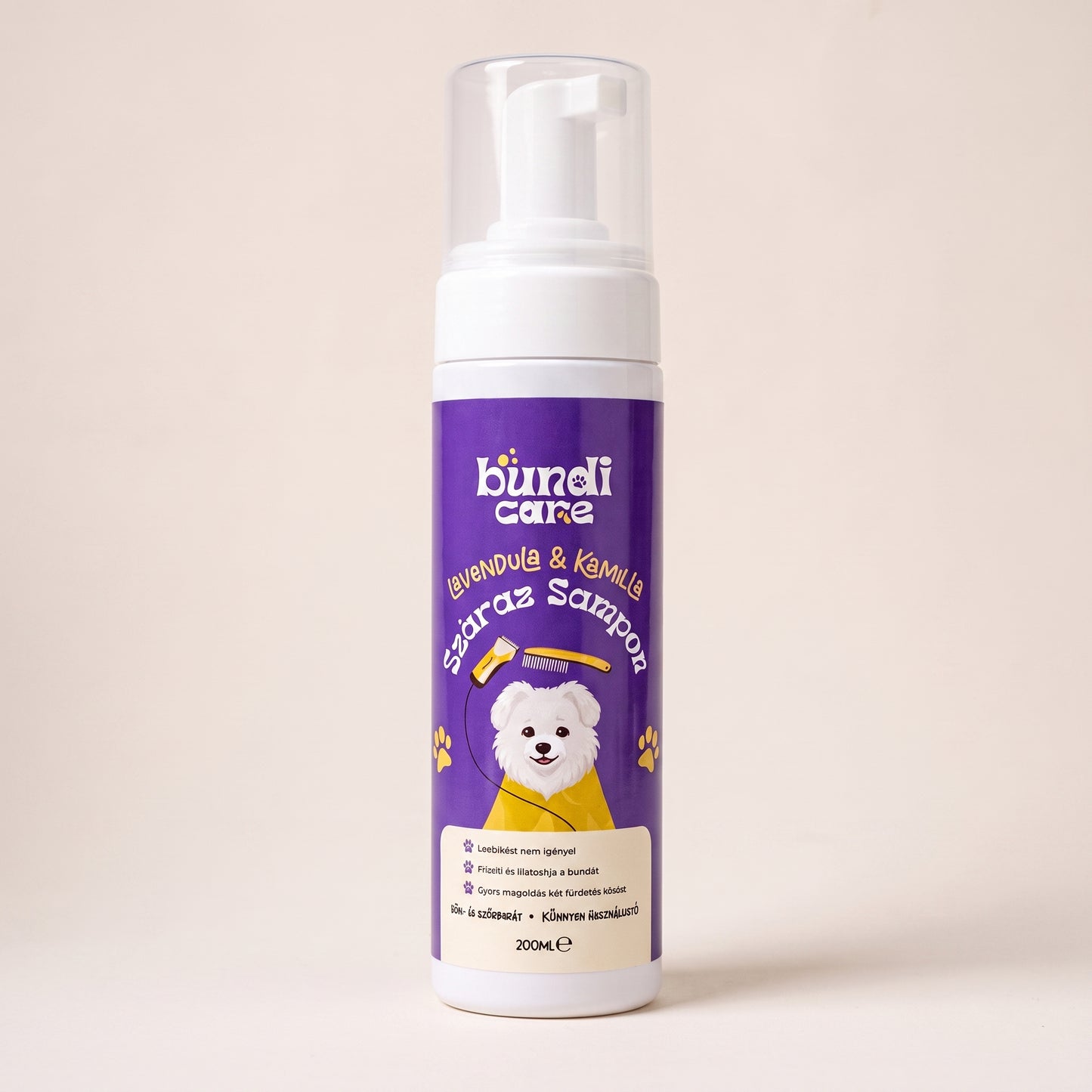 Levendula & Kamilla – Leöblítést nem igénylő kutyasampon (200 ml)